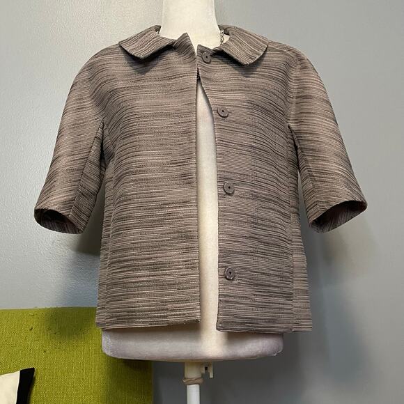Ann Taylor Gray Silver Short Sleeve Blazer Jacket - Picture 6 of 6